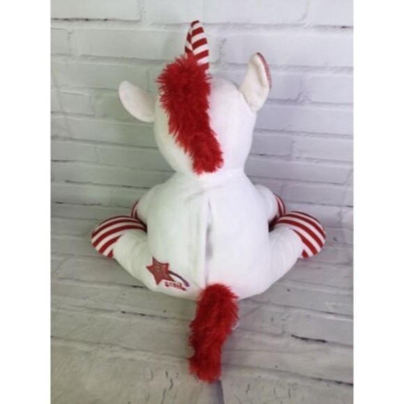 Cuddle & Friends Peppermint Unicorn White Red Heart Striped Plush Stuffed Animal - Picture 5 of 10